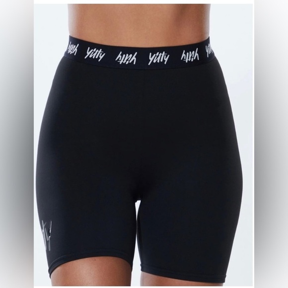Yitty Major Label Shaping High Waist Logo Waistband Shorts Black Large - Picture 4 of 8